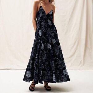 FIGUE- small, Julianne dress in Daisy Midnight (Maxi Sundress)